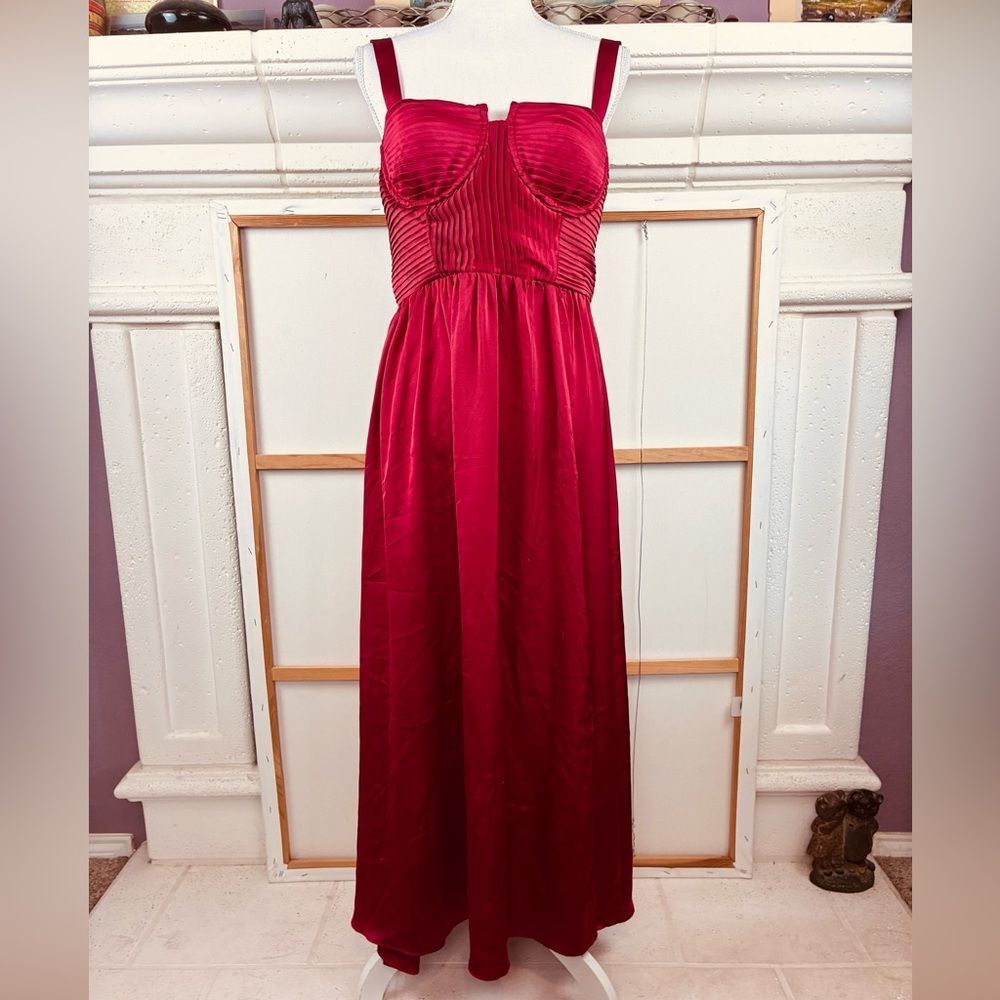 Astr Satin Bustier Maxi Dress